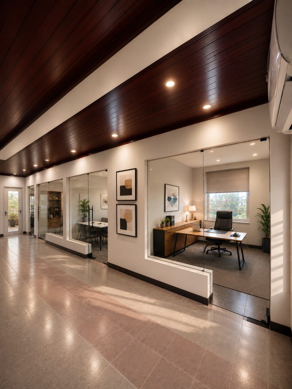 Glass-fronted private offices at DuloWork Lekki